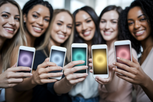 gros-plan-femmes-peaux-diverses-smartphones