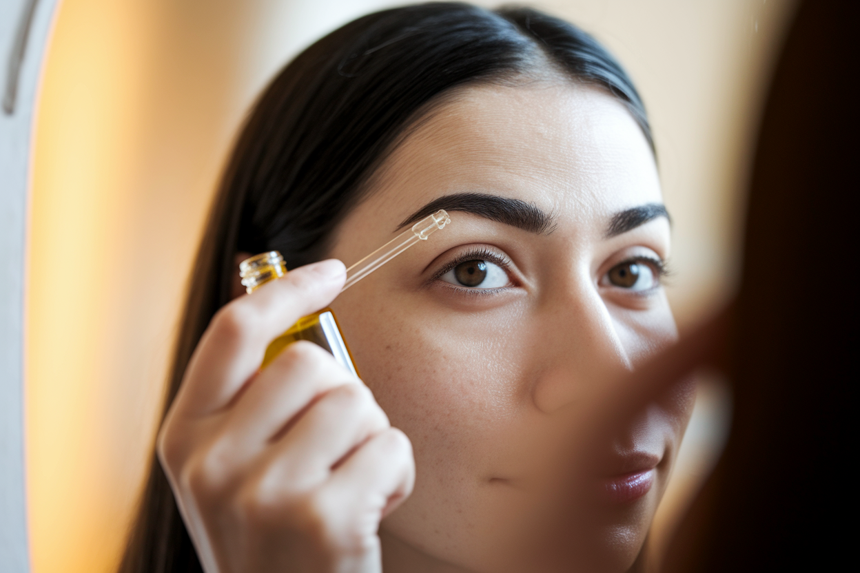 femme-miroir-sourcils-huile