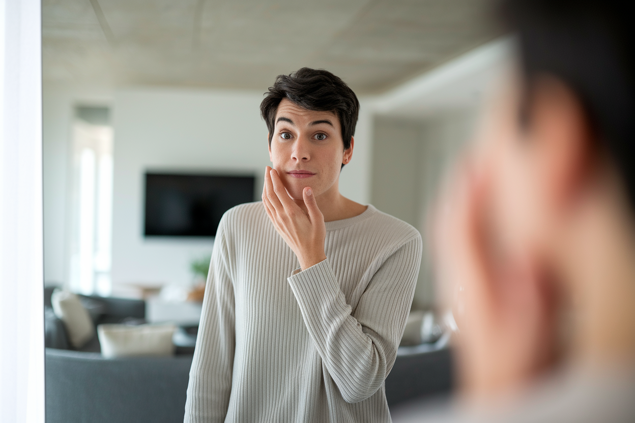 personne-devant-miroir-touchant-visage