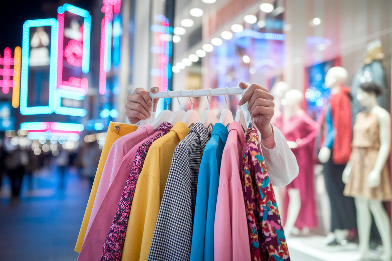 client-vetements-colores-vitrine-mannequins