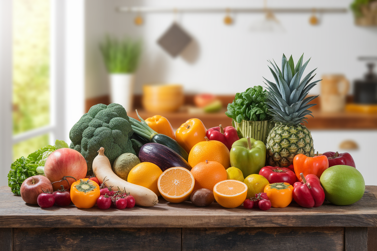 fruits-legumes-table-bois-rustique