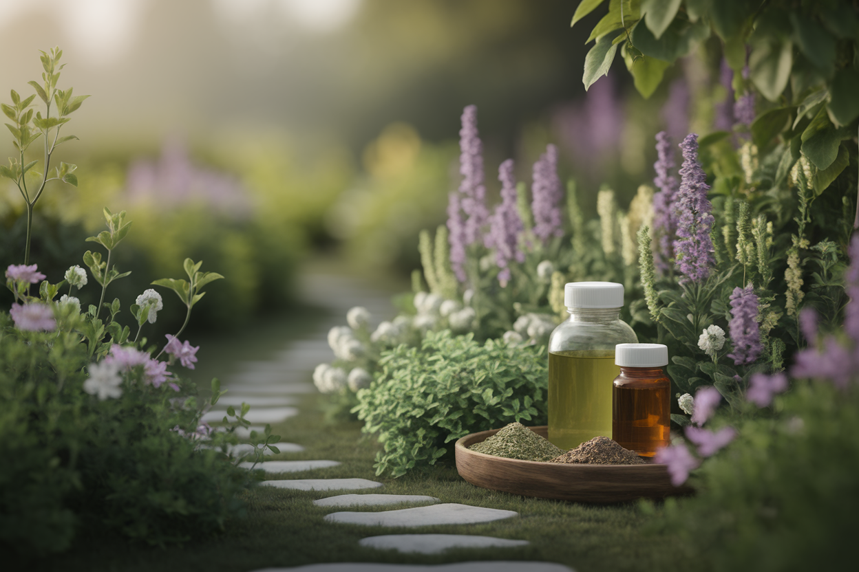 jardin-herbes-fleurs-bocaux-verre