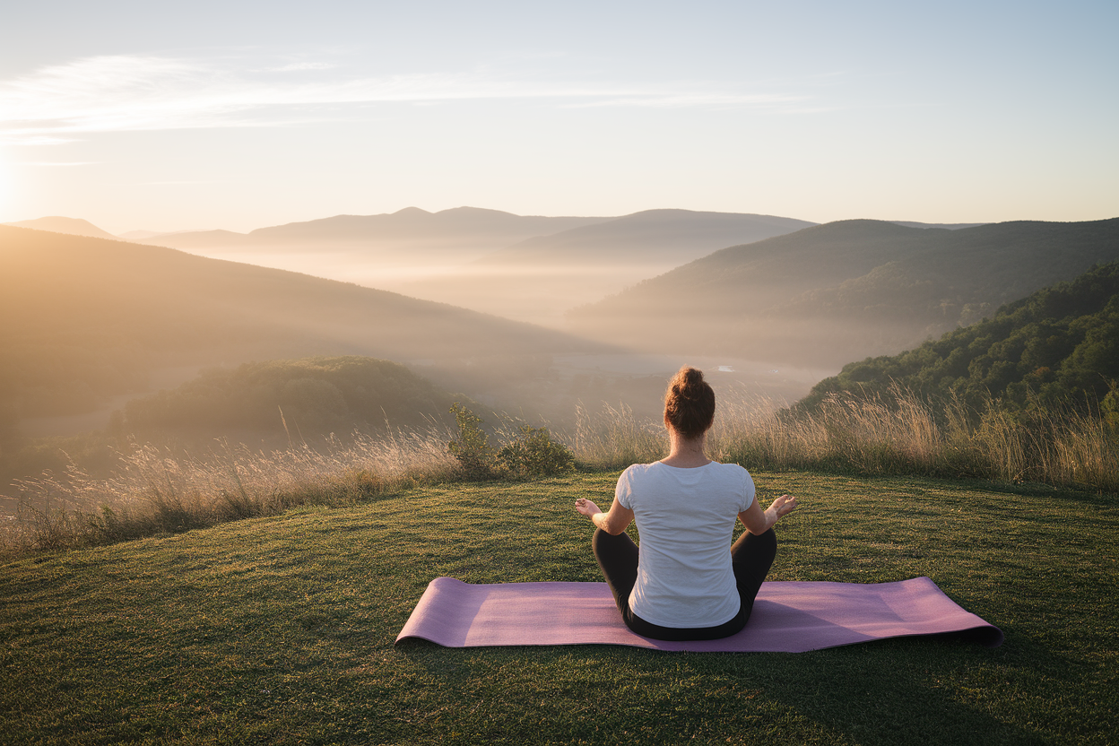 tapis-yoga-personne-colline-soleil