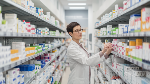 pharmacien-etalages-medicaments-colores