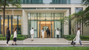 batiment-moderne-clinique-portes-vitrees