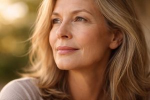 femme-mature-visage-serein-lumiere-chaude