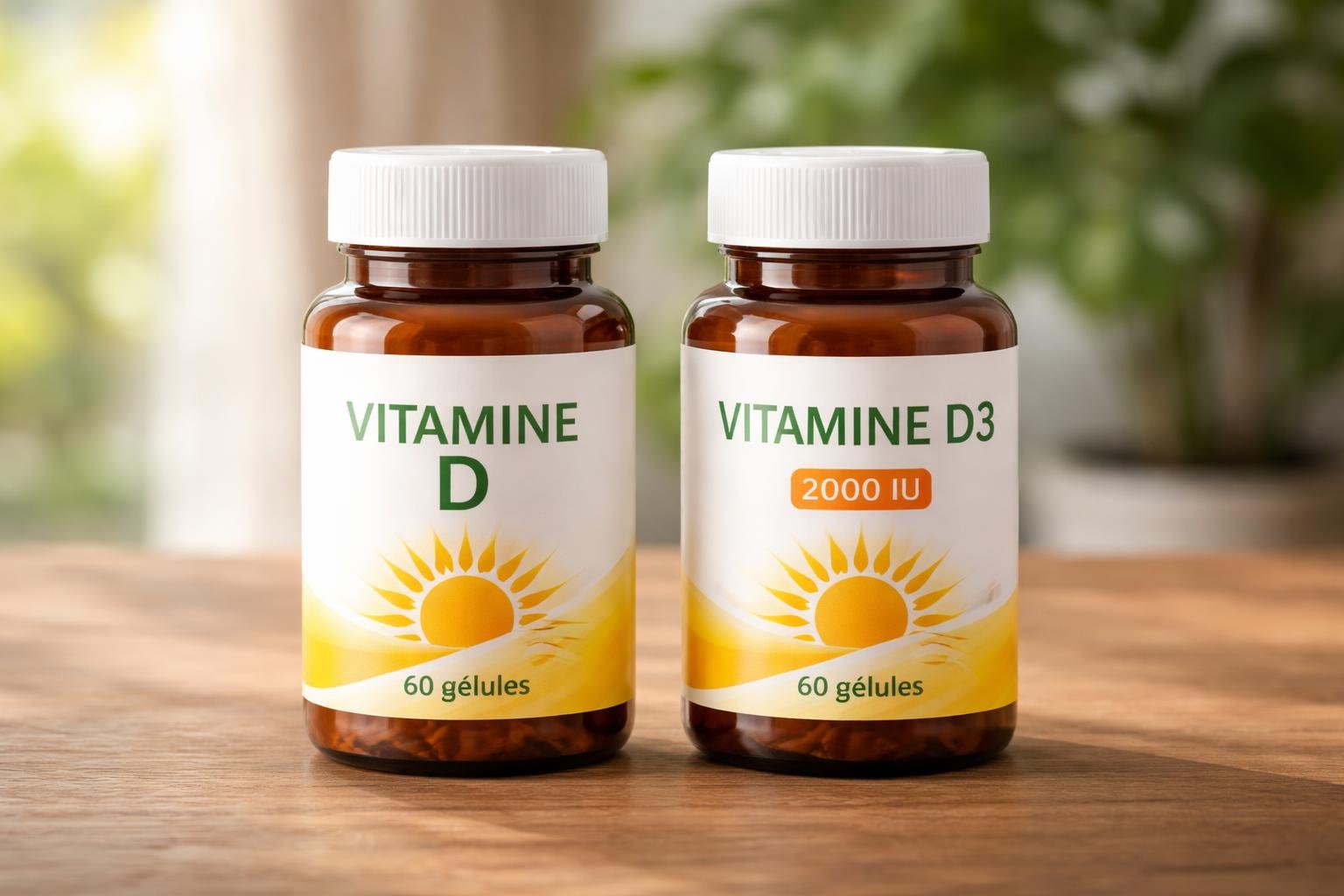 flacons-supplements-vitamine-table-bois